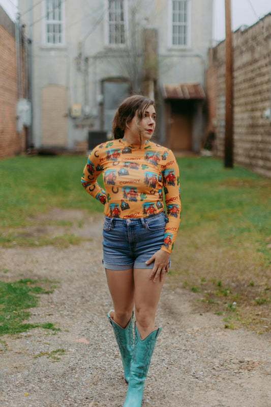 MK714 Vintage Cowboy Mesh Top