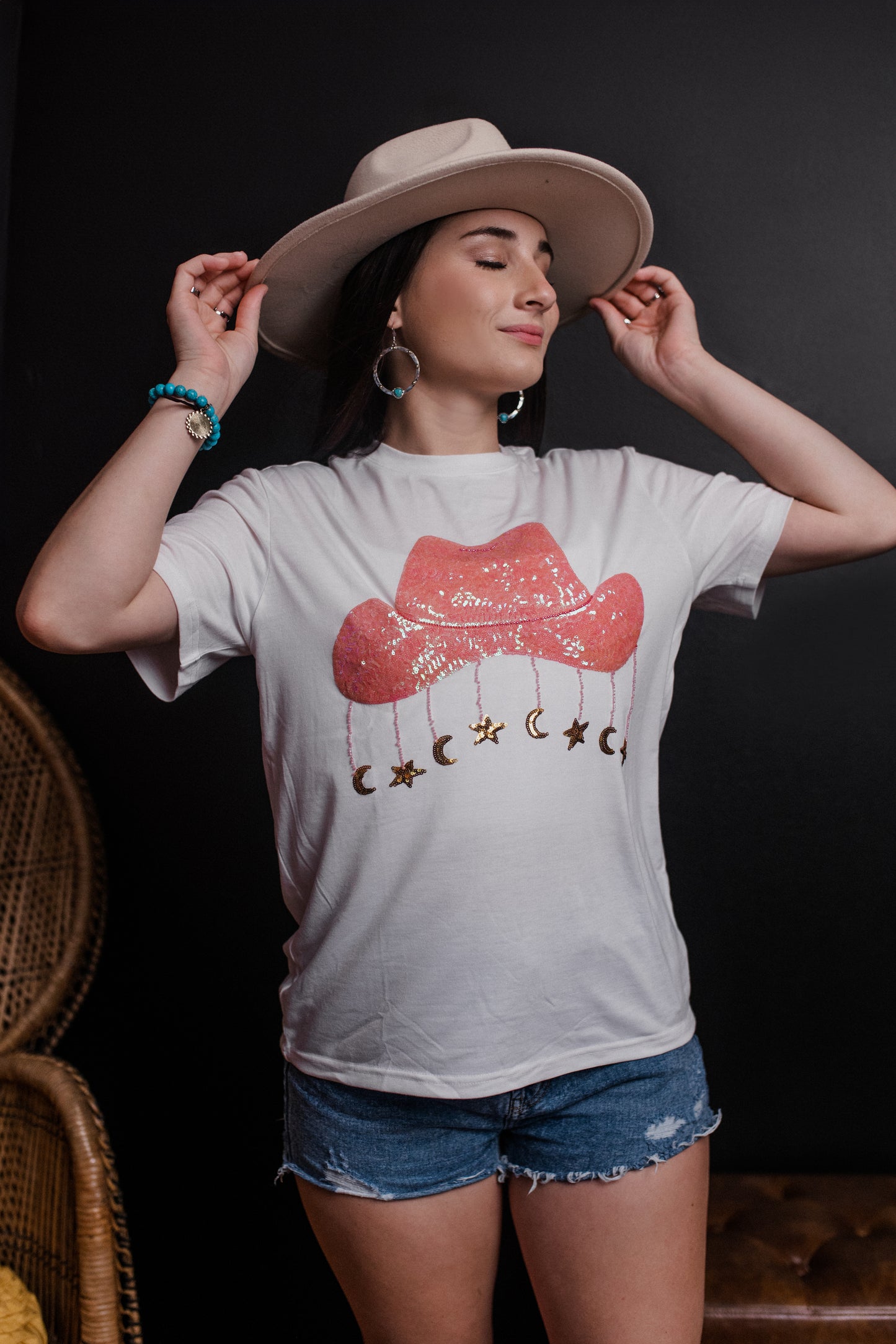 MK554 Starry Cowgirl Short Sleeve Tee