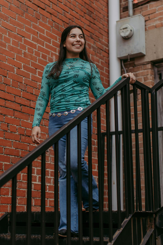 MK474 Branded 3D Print Mesh Top - Turquoise