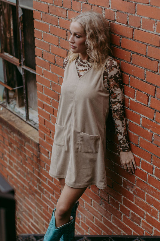 MK763 Corduroy Jumpsuit Dress