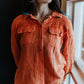 MK316 Quinn Double Gauze Oversized Button Shirt - Orange