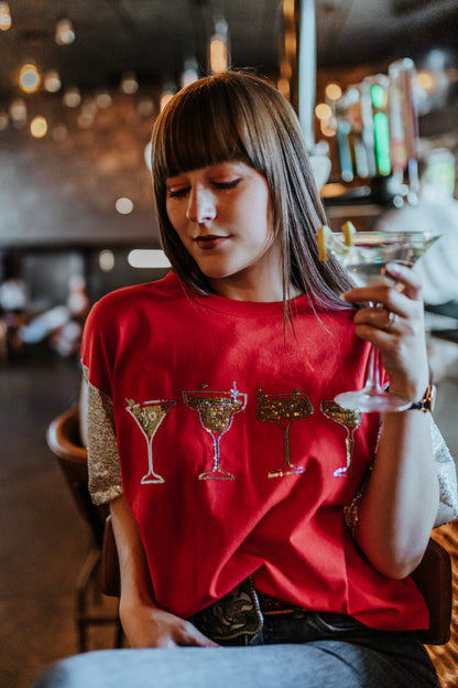 MK404 Cocktail Time Short Sleeve Crop Tee