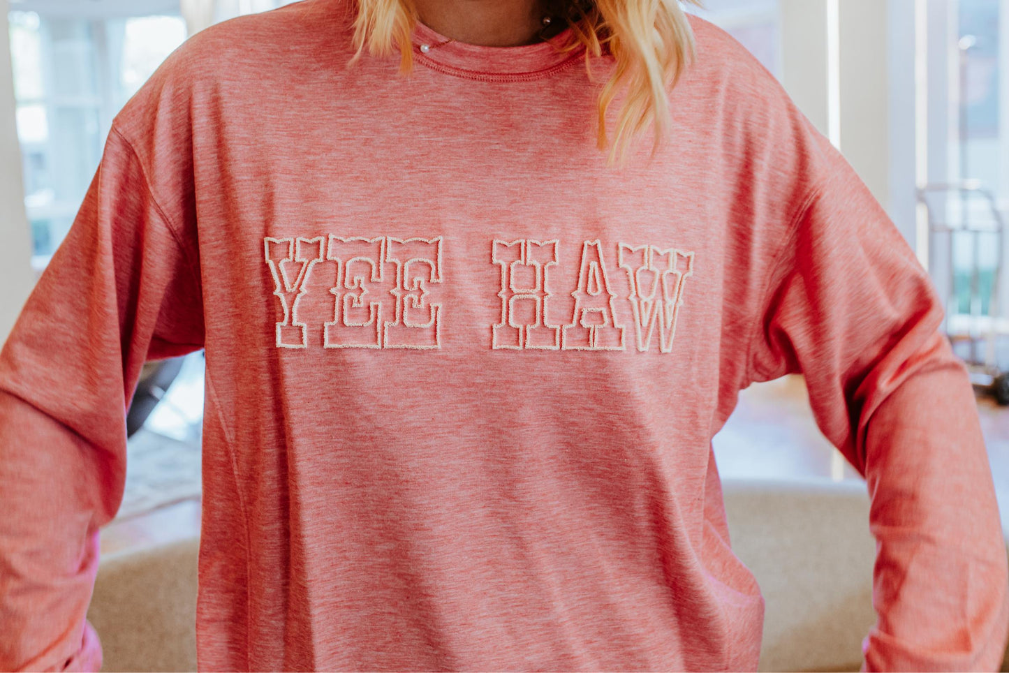 MK304 Yee Haw 3D Embroidered LS Tee