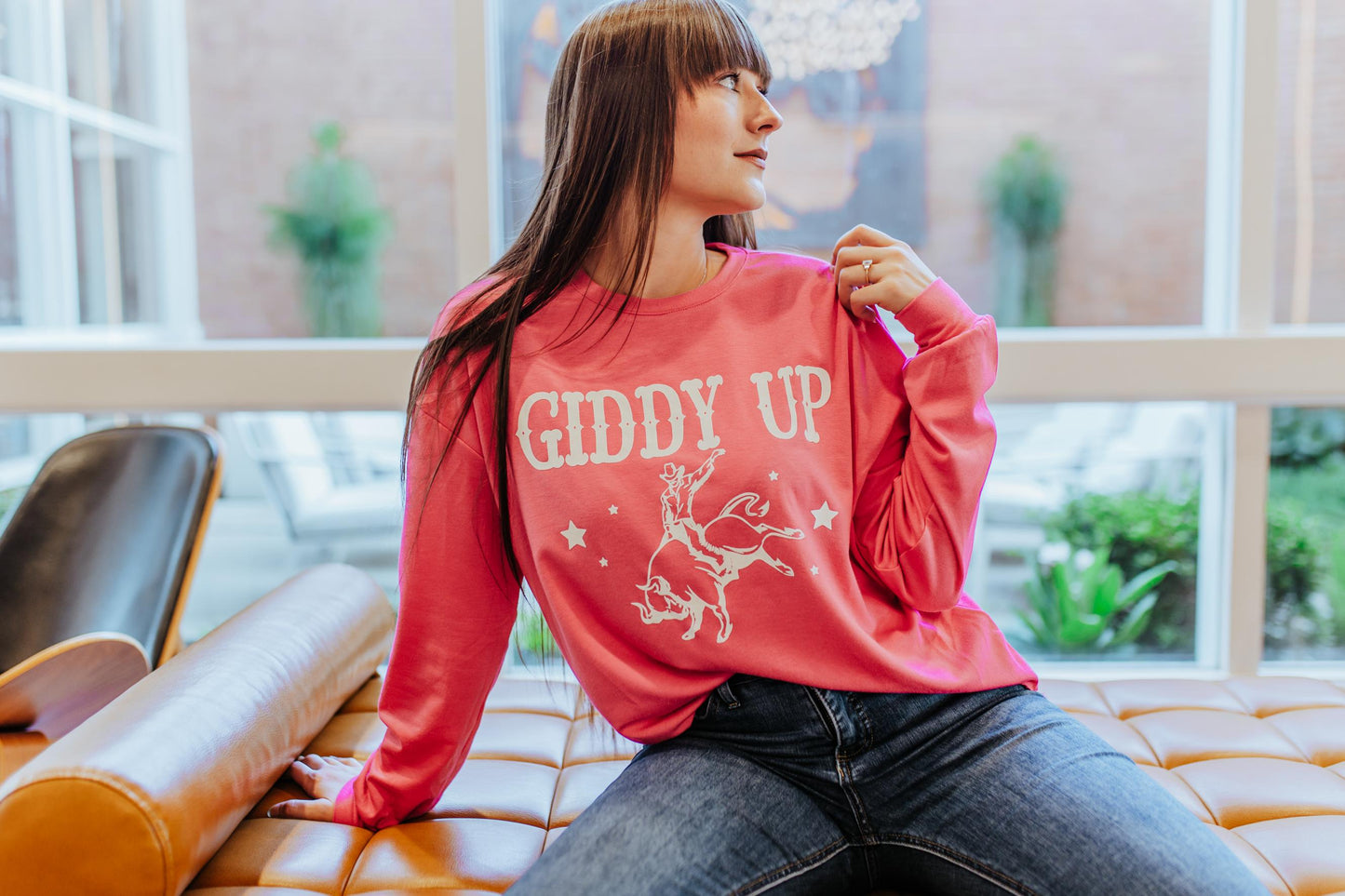 MK270 Giddy Up Long Sleeve Tee - Pink