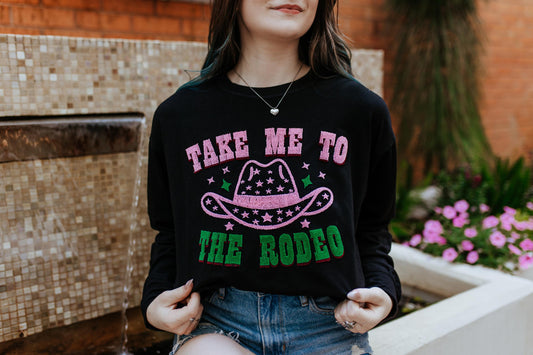 MK306 Take Me to the Rodeo 3D Embroidered Long Sleeve Tee