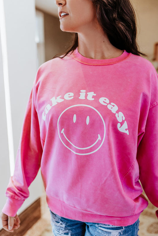 MK301 Take it Easy Smiley Face Long Sleeve Tee