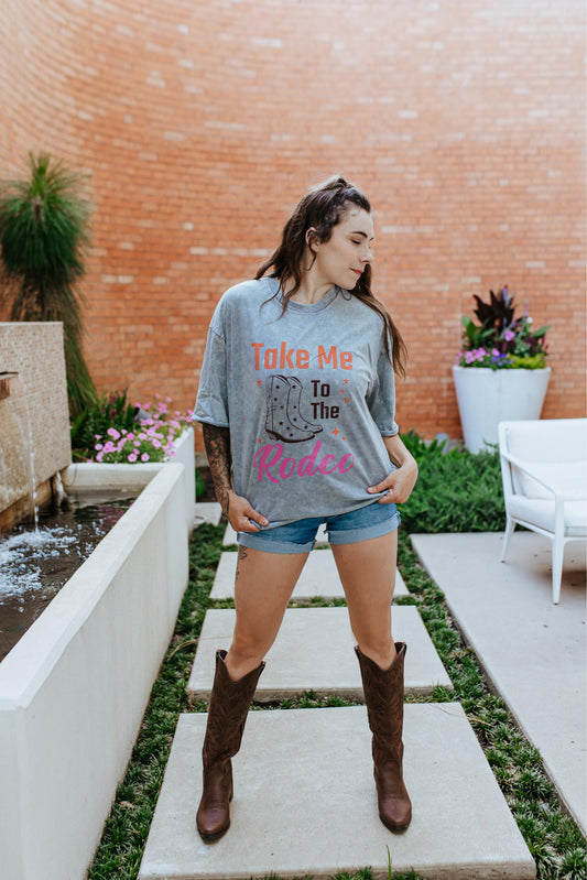 MK264 Take Me to the Rodeo Short Sleeve Acid Wash Tee