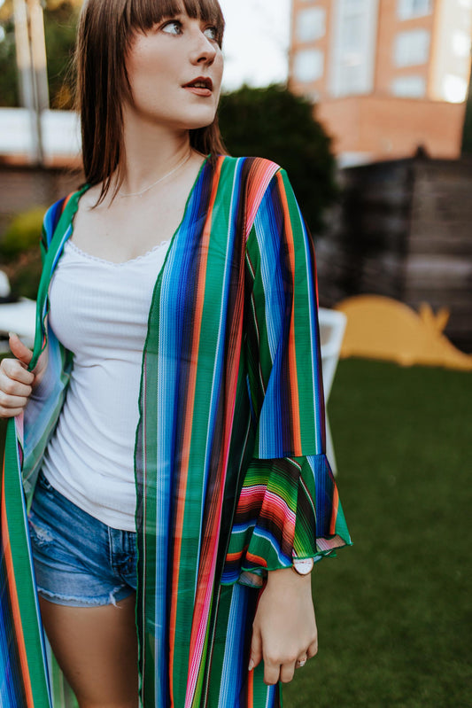 MK203 Rollin with the Flow Mesh Kimono - Serape