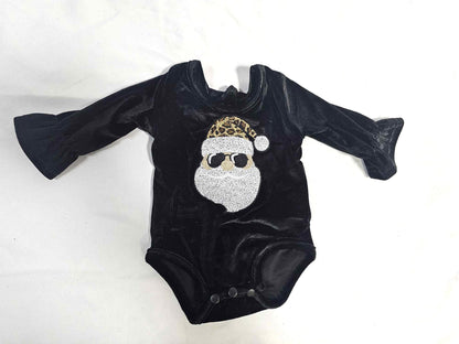 MK145 Baby Santa Velvet Onesie - Black