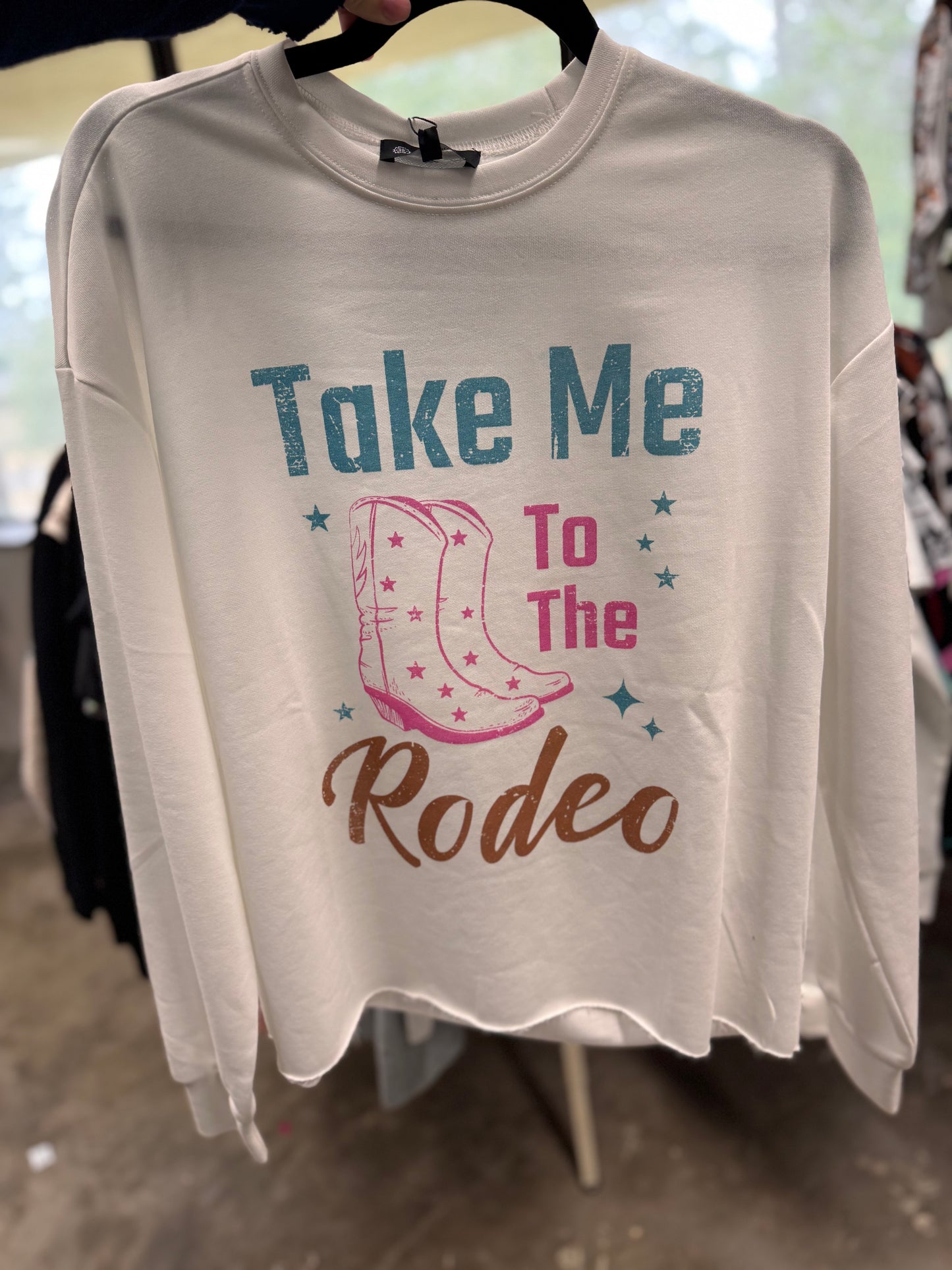 MK309 Take Me to the Rodeo Light Weight Sweatshirt - White