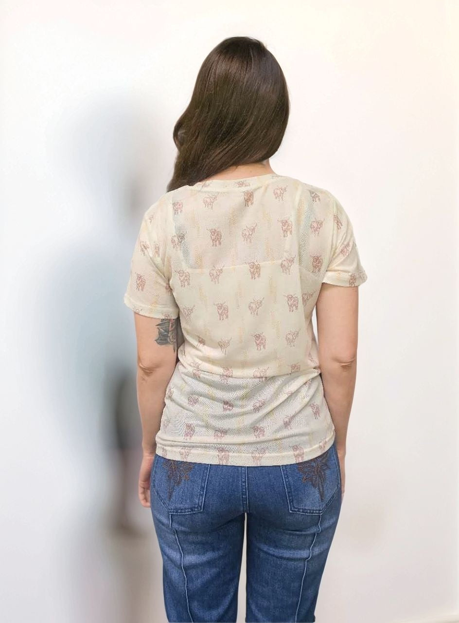 MK655 Cow SL Mesh Top