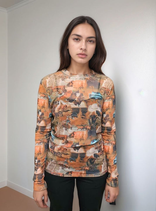 MK756 Rustic Cowboys Mesh Top