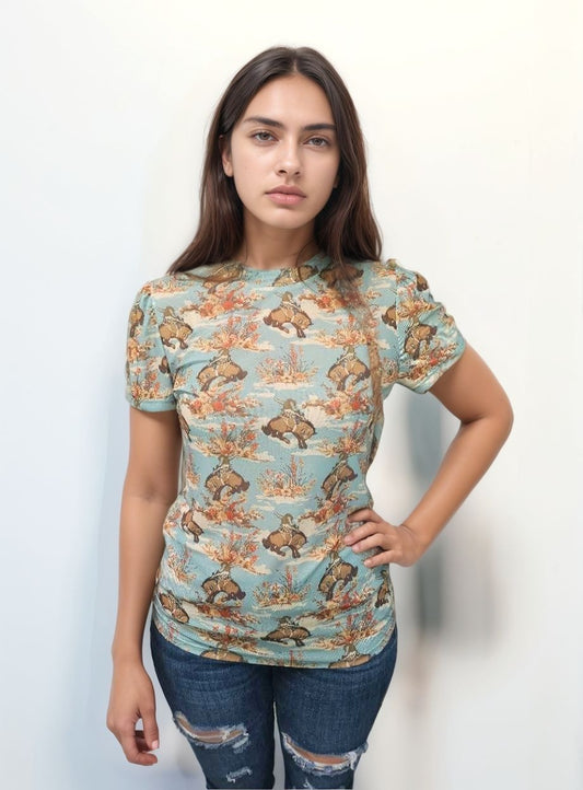 MK774 Contemporary Cowgirl Mesh Top