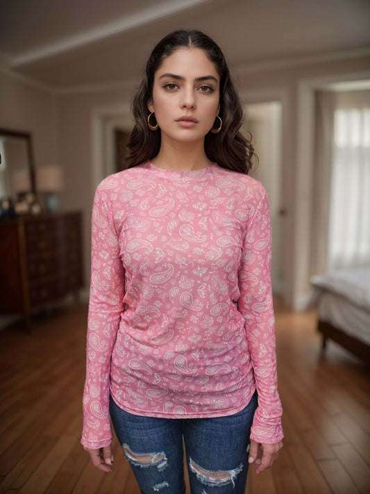 MK772 Paisley Mesh Top