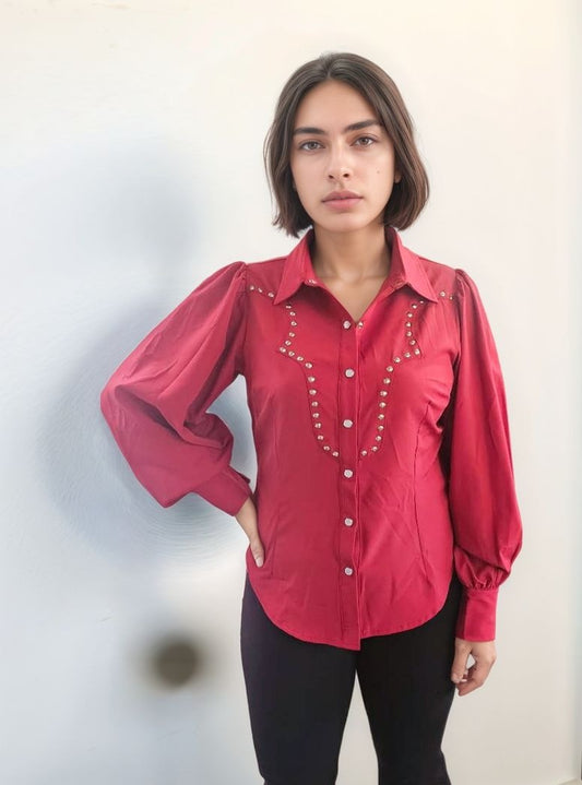 MK775 Rodeo Queen Pearl Snap Button Down Shirt