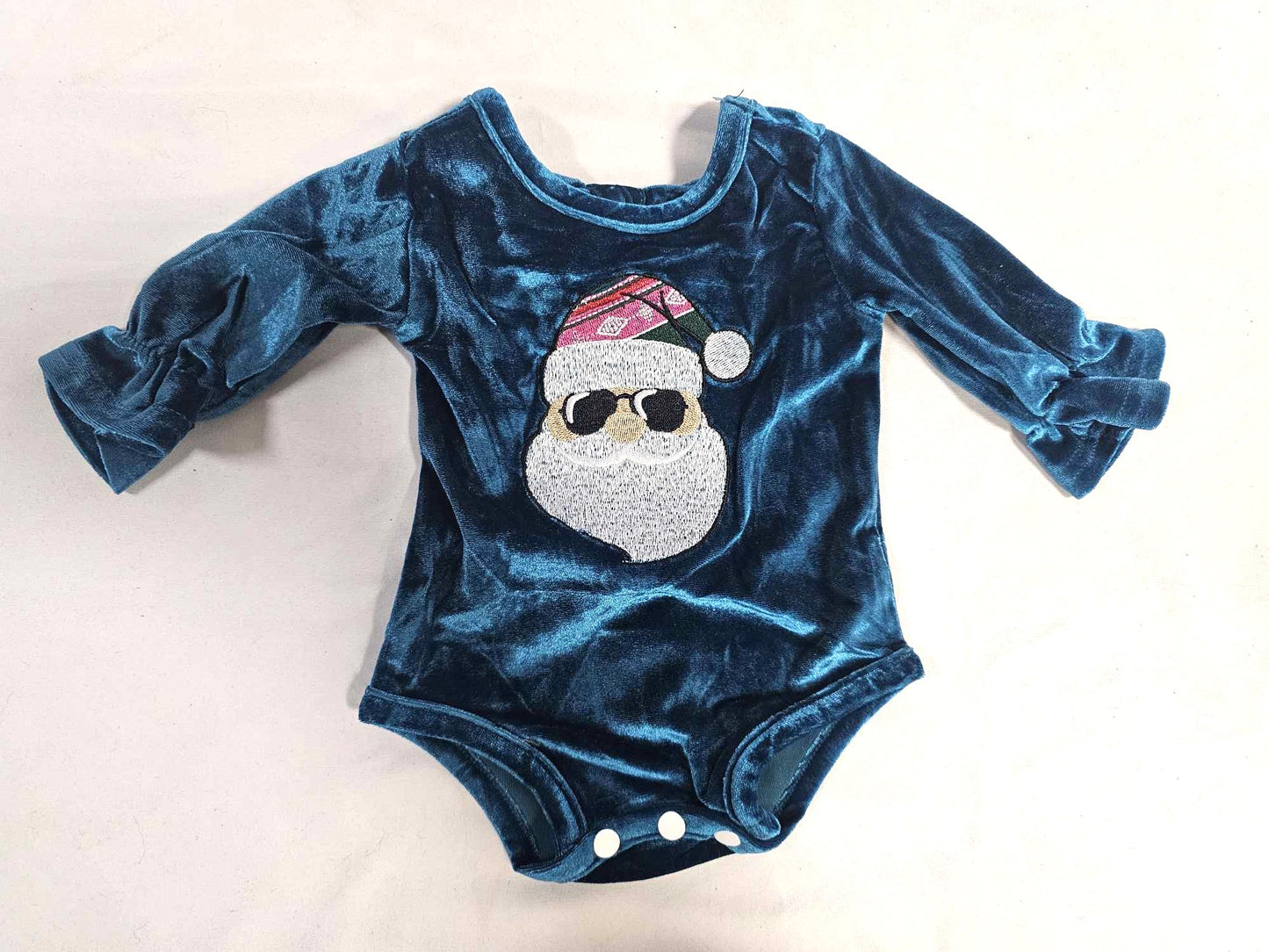 MK145 Baby Santa Velvet Onesie - Burgundy